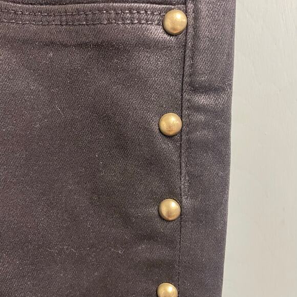 Articles of Society Coated Jeans Studded Black Stretch Size 30 Moto Punk Glam - Picture 2 of 5